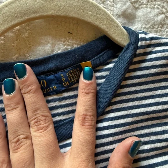 Polo by Ralph Lauren Blue and White Striped Polo - Picture 3 of 3